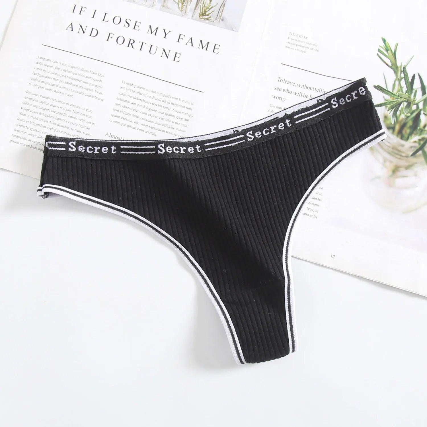 Hot Black Cotton Briefs Breathable G-string Panties