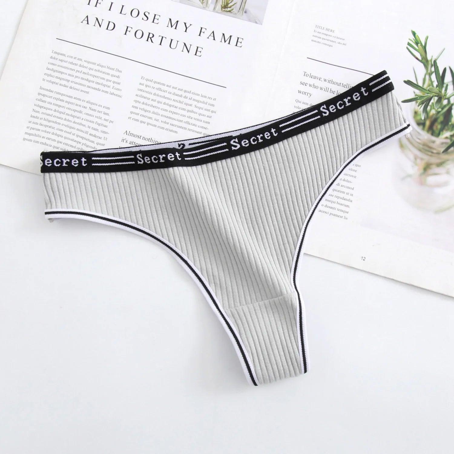 Hot Gray Cotton Briefs Breathable G-string Panties