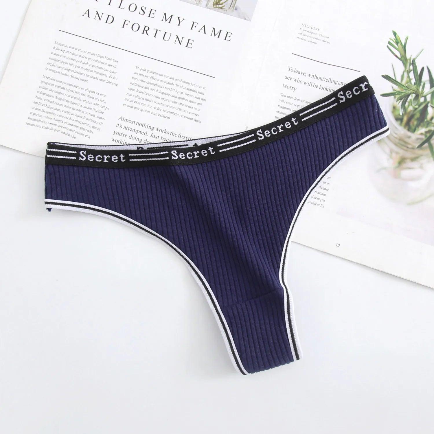 Hot Navyblue Cotton Briefs Breathable G-string Panties