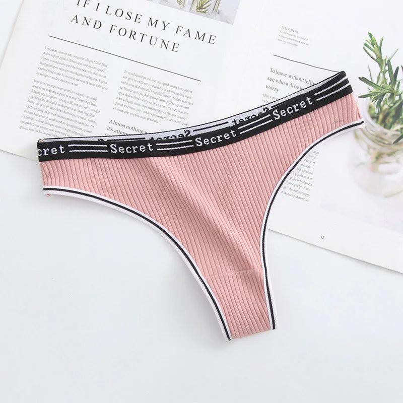 Hot Pink Cotton Briefs Breathable G-string Panties