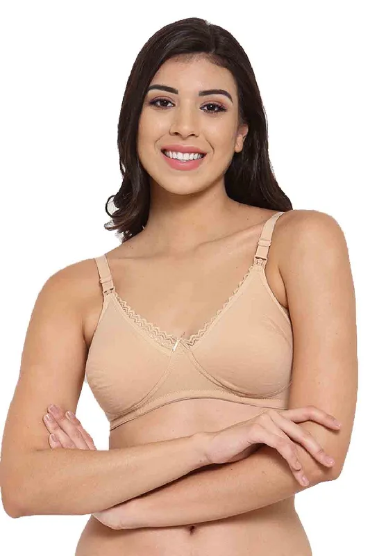 Organic Cotton Antimicrobial Laced Soft Nursing Bra-IMB003D