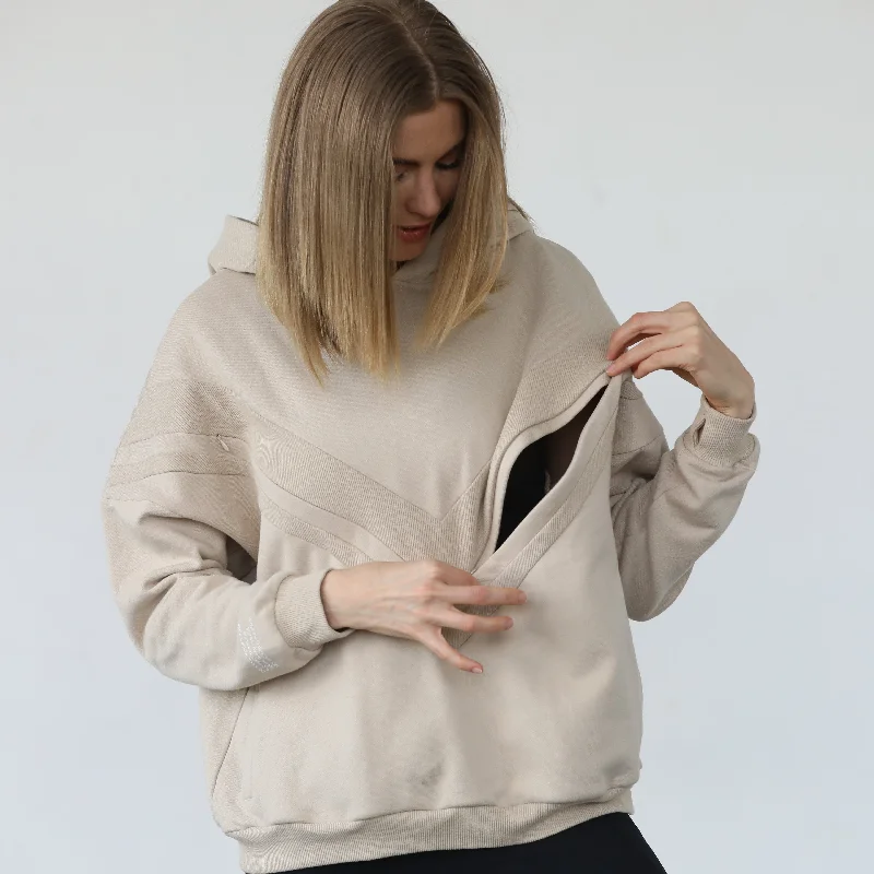 Isabella The Organic Oversized Nursing & Pregnancy Hoodie (Sand)