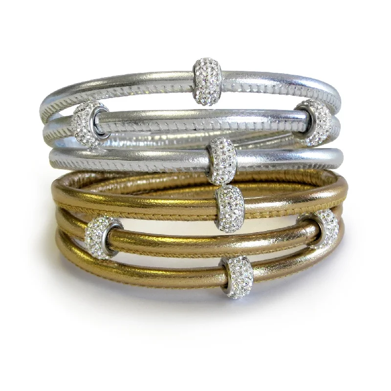 Liza Schwartz Paris Stack 2-Pack Metallic Bracelets - Gold & Silver Bedazzle