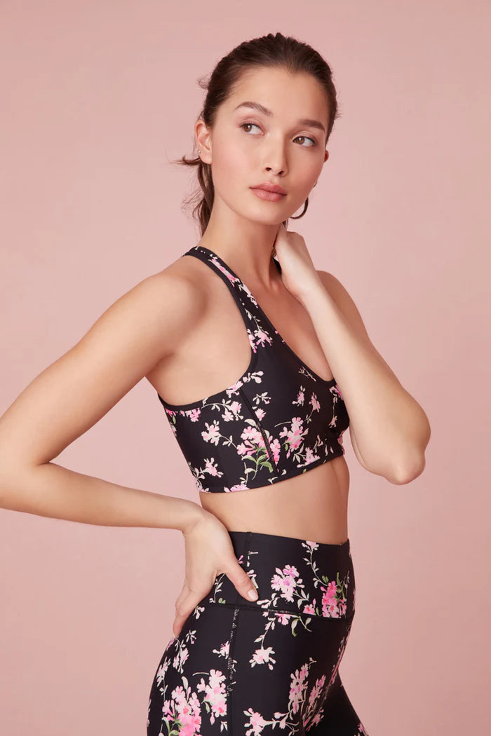 LoveShackFancy Women's Solange Floral Sports Bra - Aurora Nights Black Floral