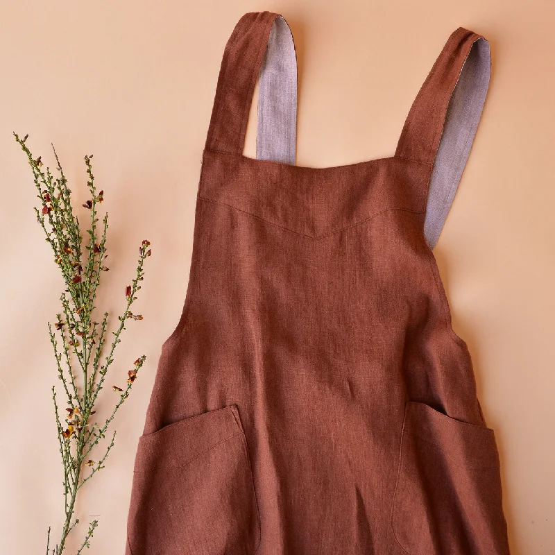 Mamiko Apron Dress - 100% Linen - Cinnamon Dust (Women S-XL)