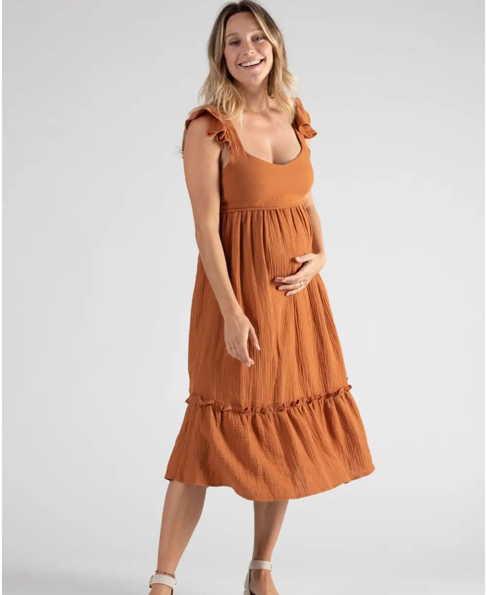 Maternity and nursing dress Melody caramel