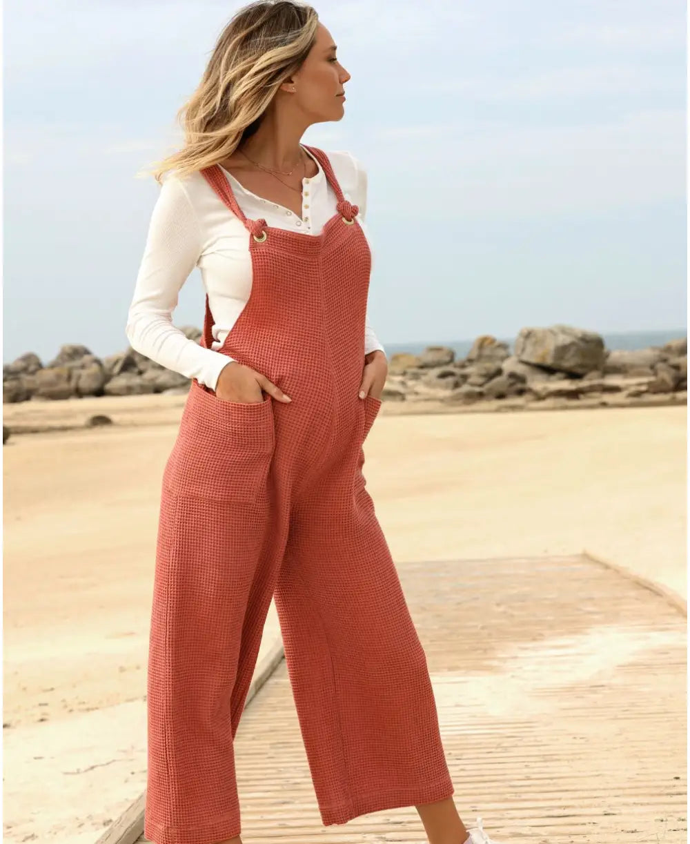 Maternity and nursing overalls MAYA terracotta