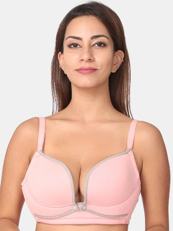 Pink and Grey Front Open Nursing Bra