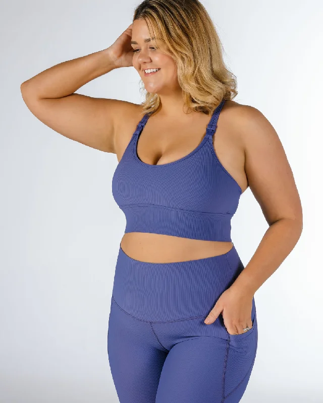 Ribbed Purple Breastfeeding Crop