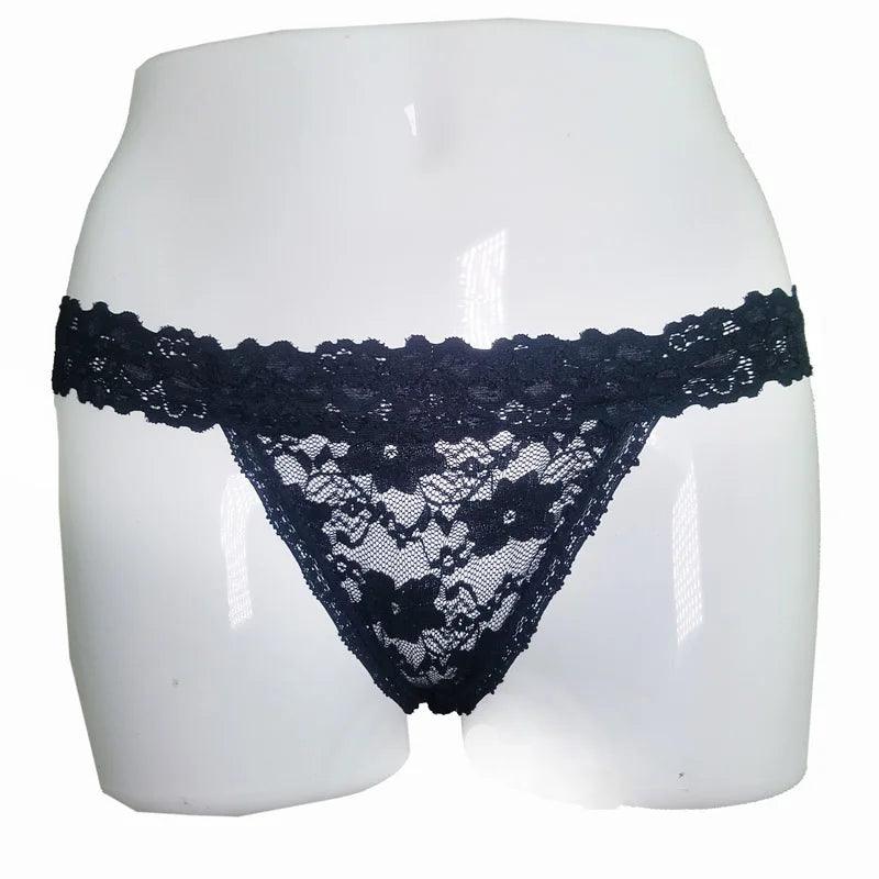 Sexy Black Transparent full Lace G-String Panties