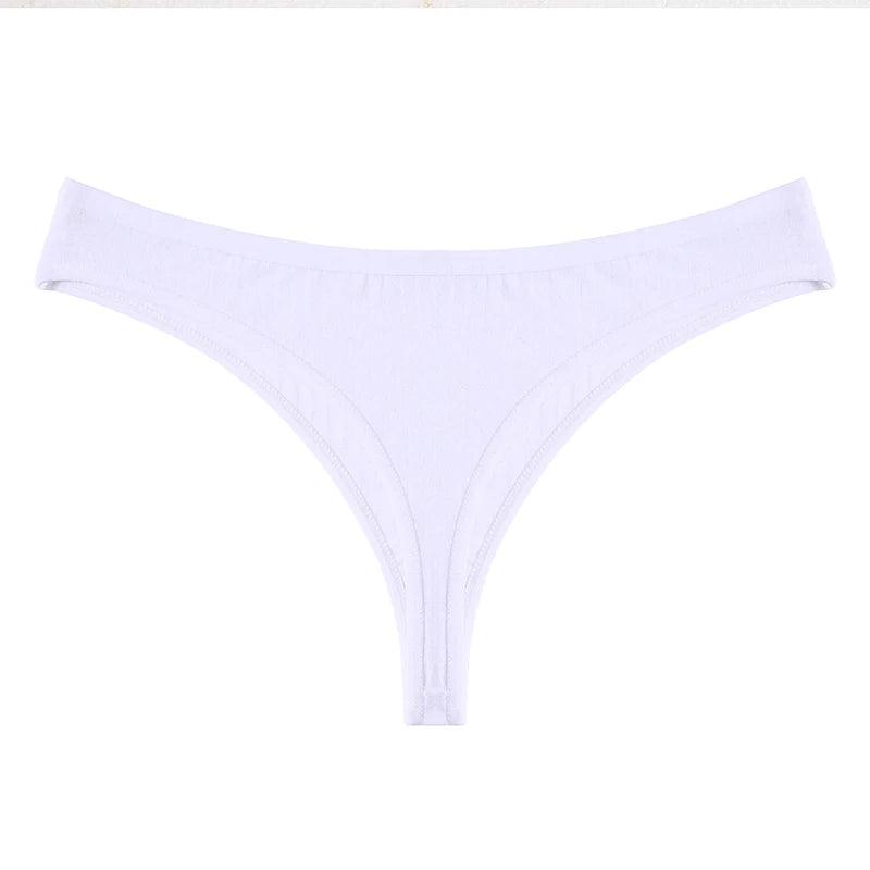 Sexy Cotton White Low Waist Thong