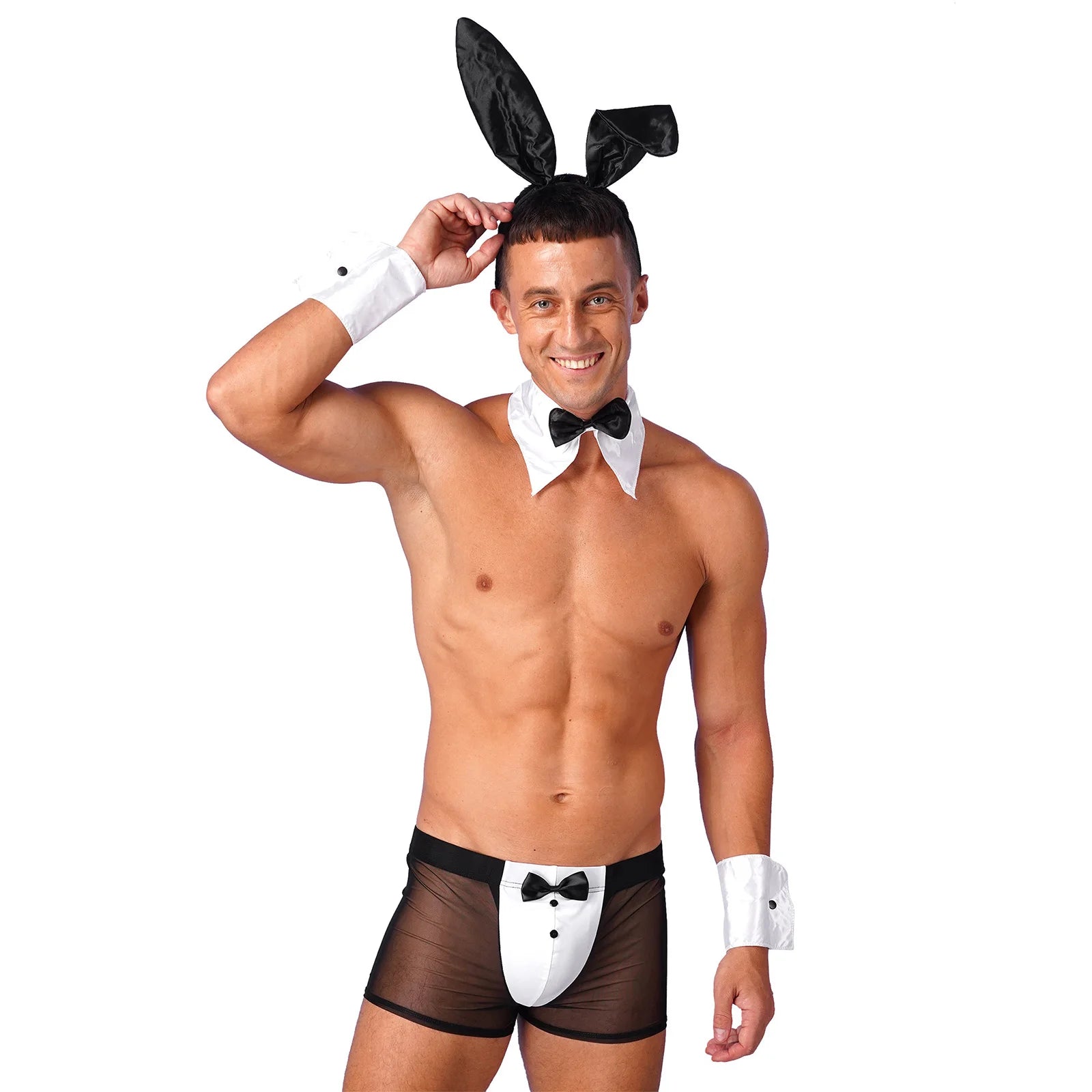 Sexy Rabbit Waiter Men's Cosplay: Bunny Ears + Underwear + Cuffs + Headband + Collar