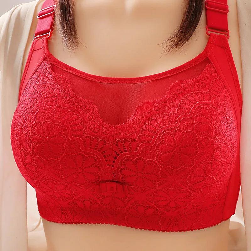 Sexy Red Floral Pattern Lace Bra