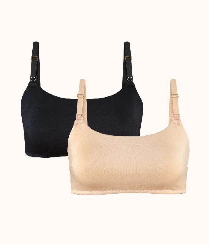 The All-Day Nursing Bralette Bundle: Toasted Almond/Jet Black