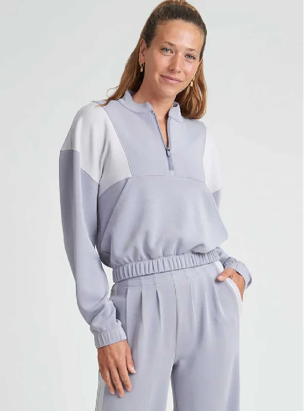 plus size women bikini briefs for a perfect fitThrive Société Women's Blocked Half Zip Pullover - Iris Purple plus size women bikini briefs for a perfect fitThrive Société Women's Blocked Half Zip Pullover - Iris Purple
