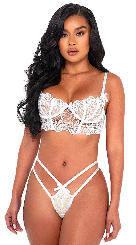 Wedding Rosette Lace Bra Set