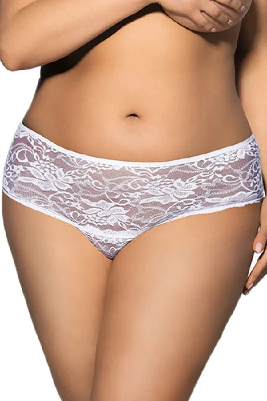 White Lace Open Lace-Up Back Panty