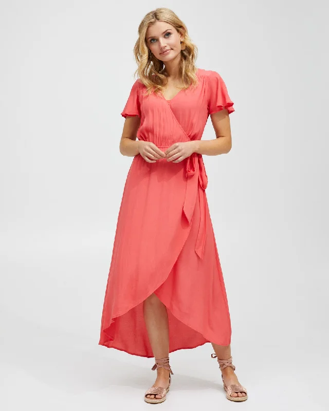 Wrap Nursing Dress - Watermelon Red