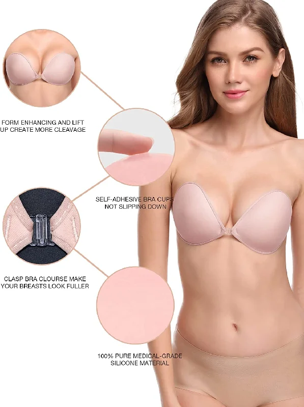 Bra with a built - in underwire for enhanced support Adhesive Waterproof Push-up Reusable Self Silicone Bra Light Pink Bra with a built - in underwire for enhanced support Adhesive Waterproof Push-up Reusable Self Silicone Bra Light Pink