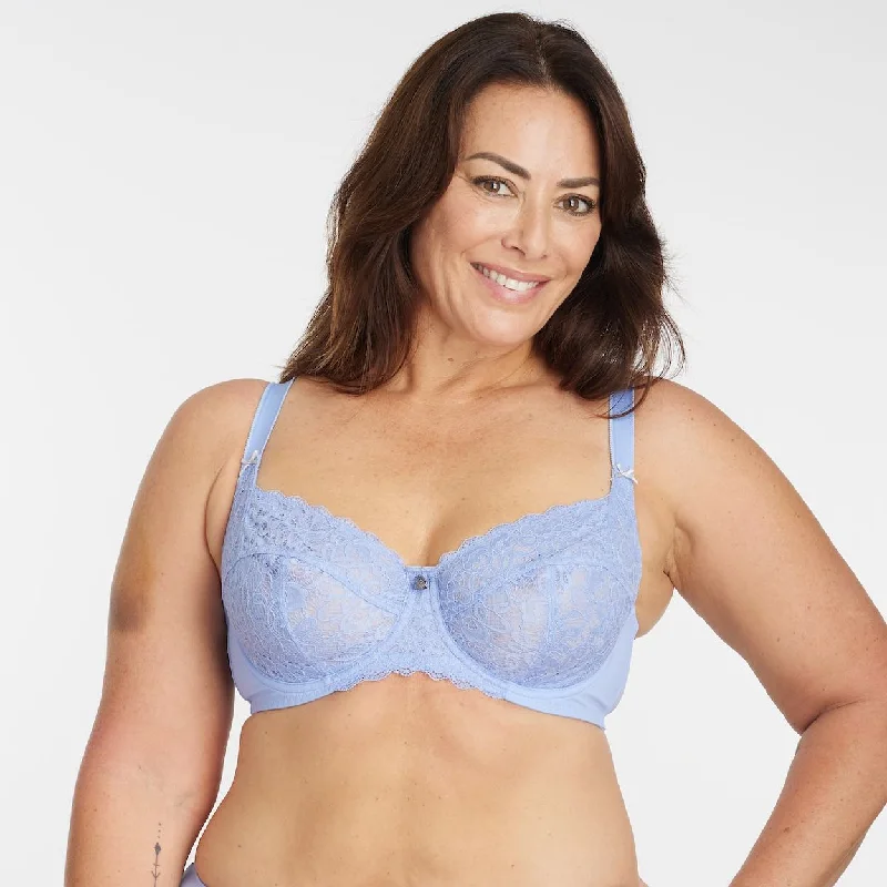 Bra with a high - cut cup for more coverage and support Contrast Lace Full Cup Bra - Lavender Lustre Bra with a high - cut cup for more coverage and support Contrast Lace Full Cup Bra - Lavender Lustre