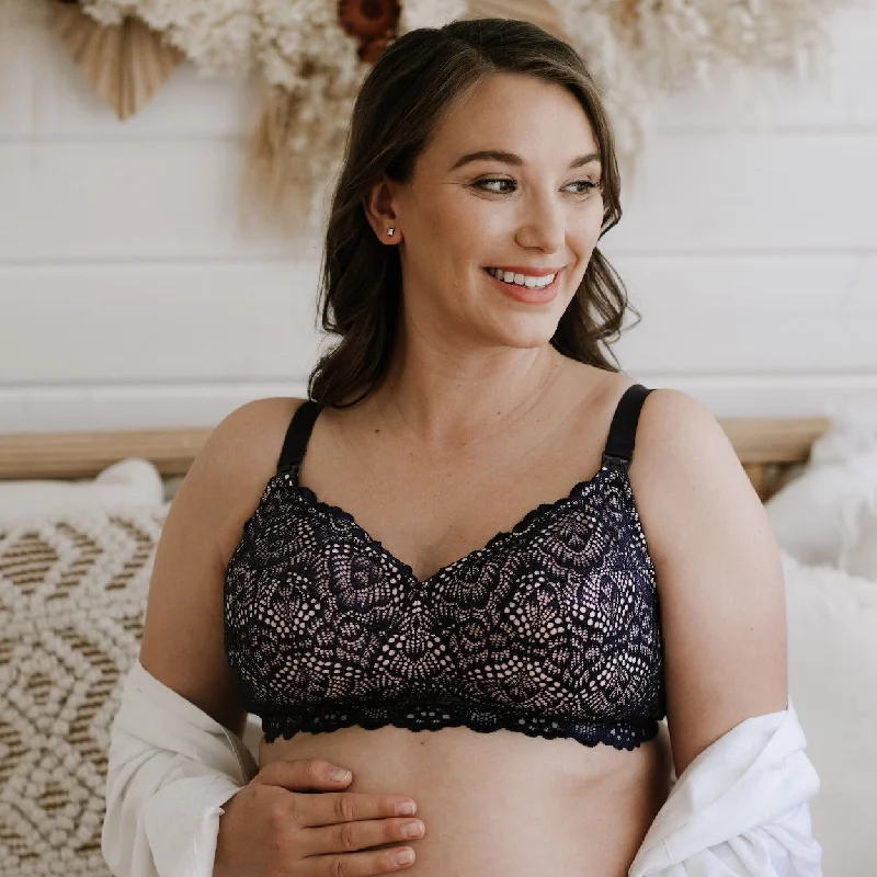 Bra with a quarter - cup design for a very revealing style Maternity Bra - Navy Rose Bra with a quarter - cup design for a very revealing style Maternity Bra - Navy Rose