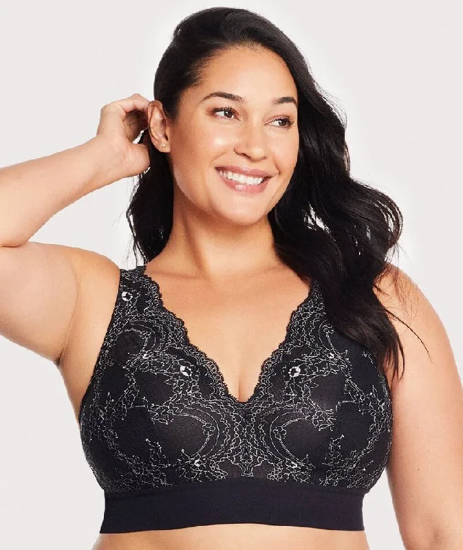 moisture wicking convertible brasGlamorise Bramour Lexington Lace Plunge Wire-Free Bralette - Black moisture wicking convertible brasGlamorise Bramour Lexington Lace Plunge Wire-Free Bralette - Black