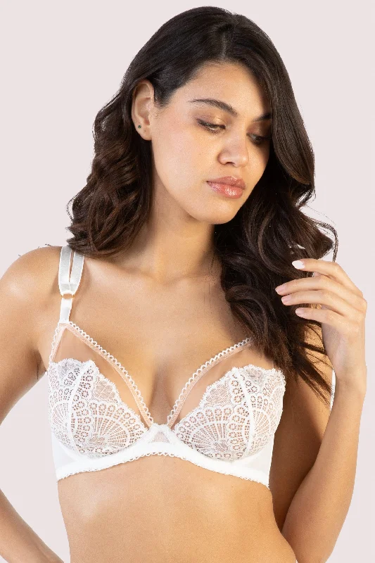 plus size convertible bras for flexibilityCarmen White Lace Plunge Bra