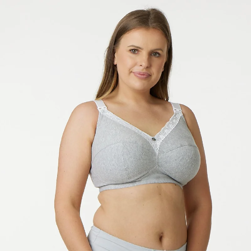 Bra with a silk - lined cup for a luxurious texture Cotton Maternity Bra - Premium Support - Grey Marl Bra with a silk - lined cup for a luxurious texture Cotton Maternity Bra - Premium Support - Grey Marl