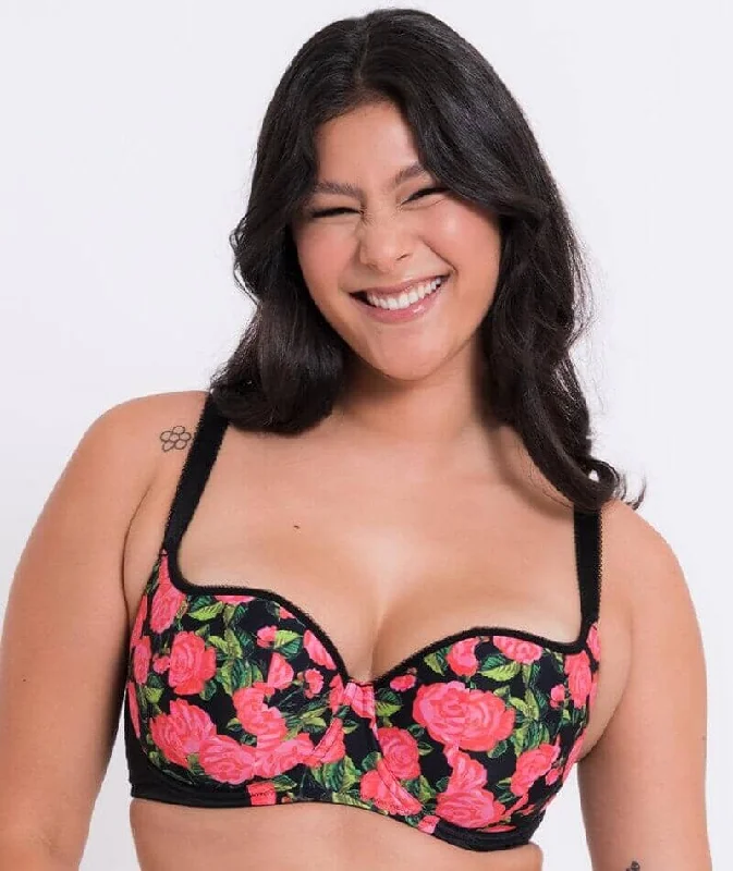 Curvy Kate Boost in Bloom Padded Balcony Bra - Print Mix Black