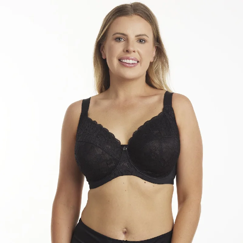 Bra with a breathable lining for a cool feel Dahlia Lace Premium Support Bra - Black Bra with a breathable lining for a cool feel Dahlia Lace Premium Support Bra - Black