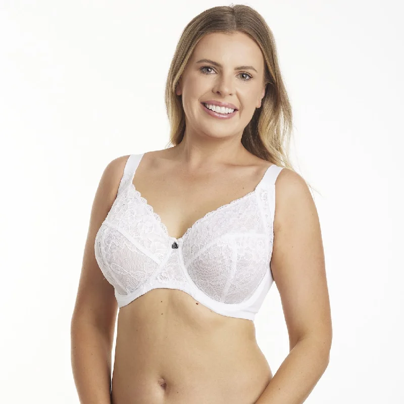 Bra with a plus - size back - closure for a secure fit Dahlia Lace Premium Support Bra - Snow White Bra with a plus - size back - closure for a secure fit Dahlia Lace Premium Support Bra - Snow White