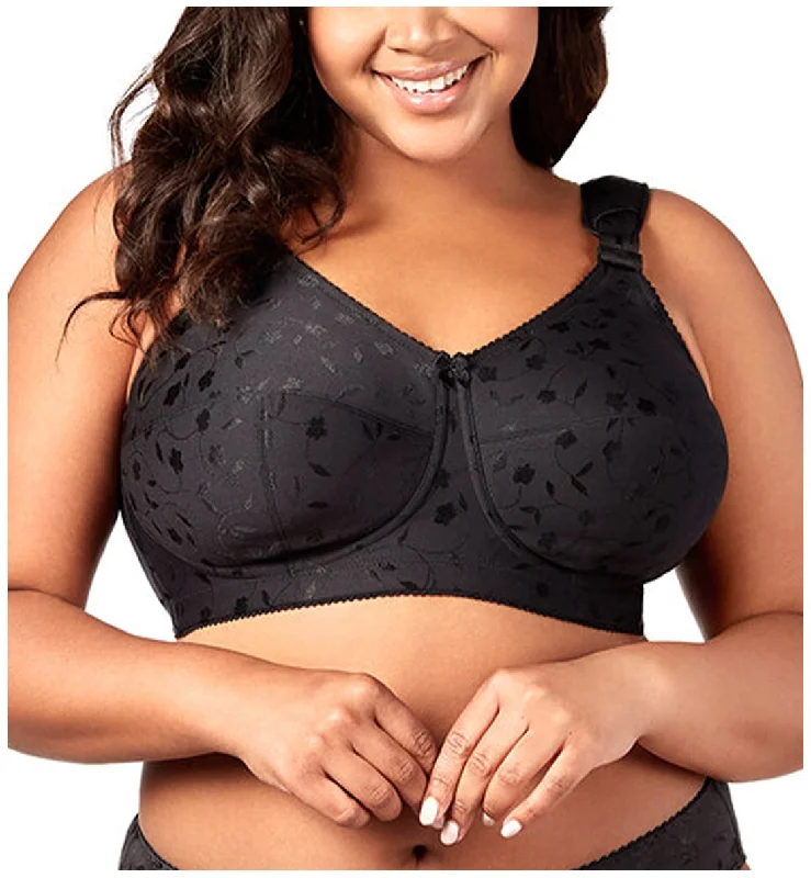 Bra with wide straps for added comfort and weight distribution Elila Sidney Jacquard Full Support Softcup Bra (1305) - Black Bra with wide straps for added comfort and weight distribution Elila Sidney Jacquard Full Support Softcup Bra (1305) - Black