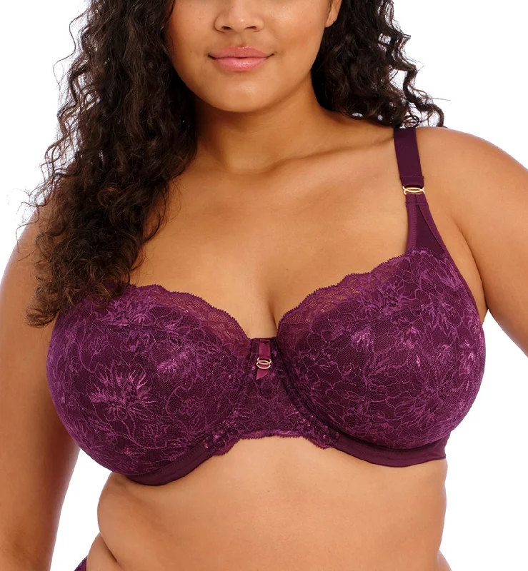 Bra with a high - cut cup for more coverage and support Elomi Brianna Padded Half Cup Underwire Bra (8081) - Blackberry Bra with a high - cut cup for more coverage and support Elomi Brianna Padded Half Cup Underwire Bra (8081) - Blackberry