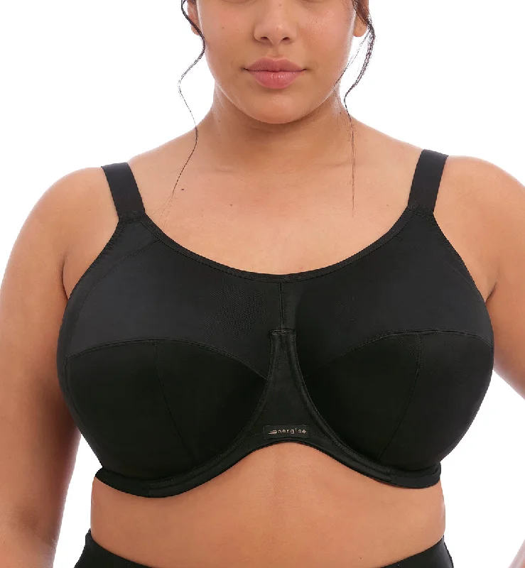 Strapless bras for wearing with strapless tops and dresses Elomi Energise J-Hook Underwire Sports Bra (8041) - Black Strapless bras for wearing with strapless tops and dresses Elomi Energise J-Hook Underwire Sports Bra (8041) - Black