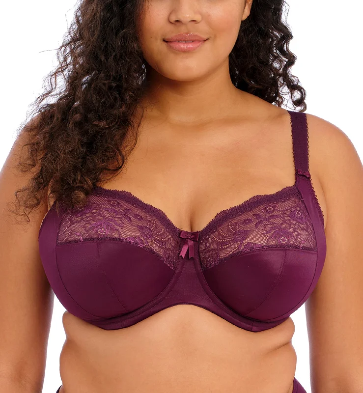 Bra with underbust support for better breast lift Elomi Morgan Stretch Lace Banded Underwire Bra (4111) - Blackberry Bra with underbust support for better breast lift Elomi Morgan Stretch Lace Banded Underwire Bra (4111) - Blackberry
