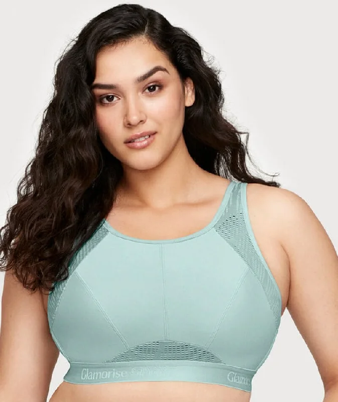 balconette push up bras for a lifted lookGlamorise No-Sweat Mesh Wire-Free Sports Bra - Jade