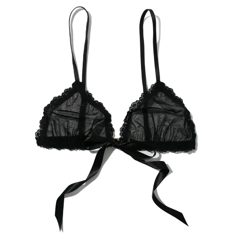 Bra with a wire - free construction for a softer feel Hanky Panky Dotted Tulle Front Tie Bralette Bra with a wire - free construction for a softer feel Hanky Panky Dotted Tulle Front Tie Bralette