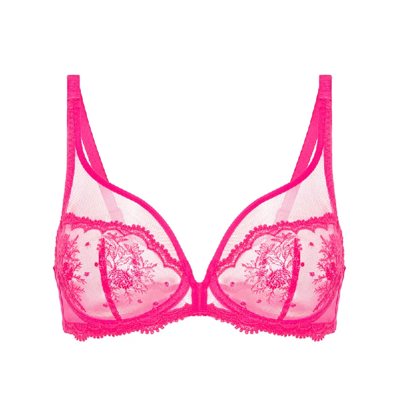 minimizer underwire bras for more controlIntrigue Disco Pink Plunging Underwired Bra minimizer underwire bras for more controlIntrigue Disco Pink Plunging Underwired Bra