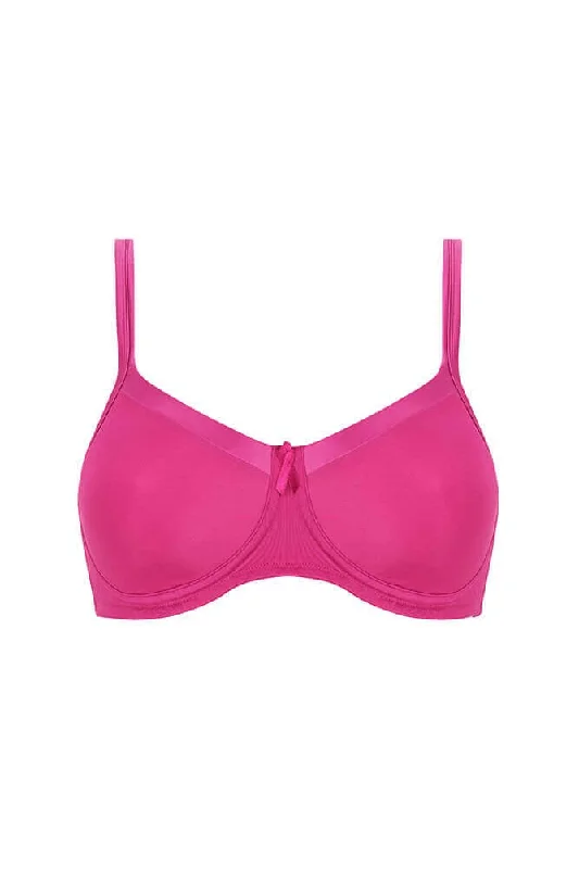 Bra with a textured fabric for added visual interest​ Lara Satin SB Magenta #44708