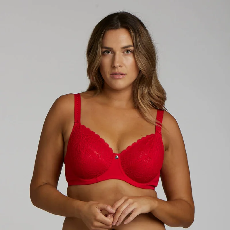 Sports bras for high - impact activities and workouts Lily Lace Full Cup Bra - Ruby Red Sports bras for high - impact activities and workouts Lily Lace Full Cup Bra - Ruby Red