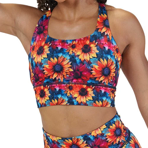 Longline Bra | Watercolor Sunflowers