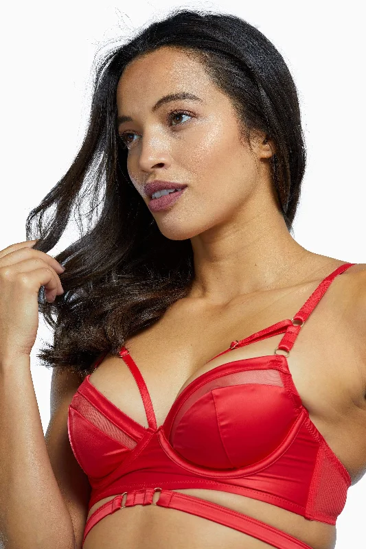 Underwire bras for enhanced support and shaping Playful Promises Madeleine Red Bondage Bra Underwire bras for enhanced support and shaping Playful Promises Madeleine Red Bondage Bra