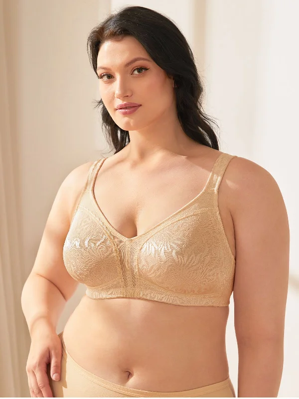 Bra with a plus - size customized fit option for a perfect fit Minimizer Full Coverage Bra Non Padded Wire-free Dark Nude