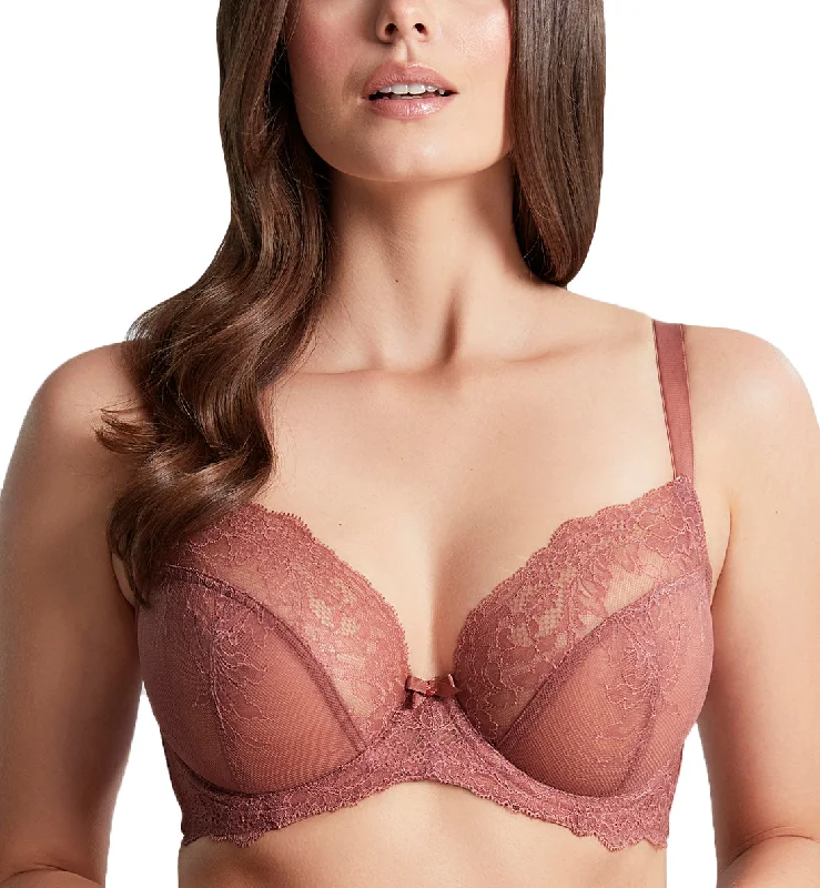 Bra with a seamless memory foam cup for a smooth silhouette​ Panache Ana Lace Plunge Underwire Bra (9396) - Sienna