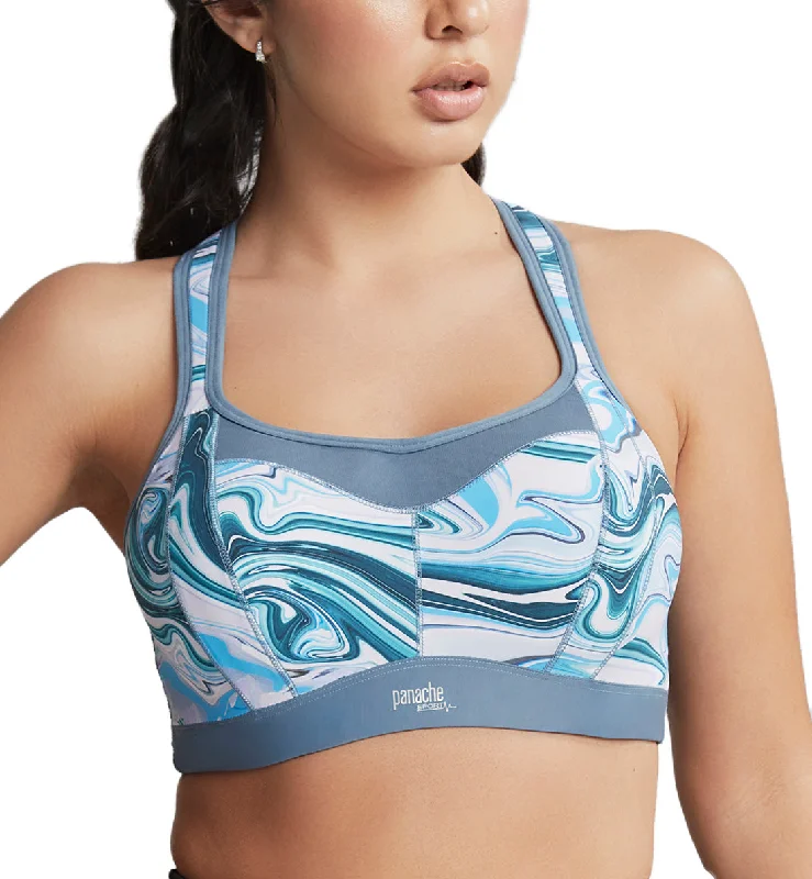 Bra with a wireless memory foam cup for ultimate comfort​ Panache Power Racerback Underwire Sports Bra (5021R) - Marble