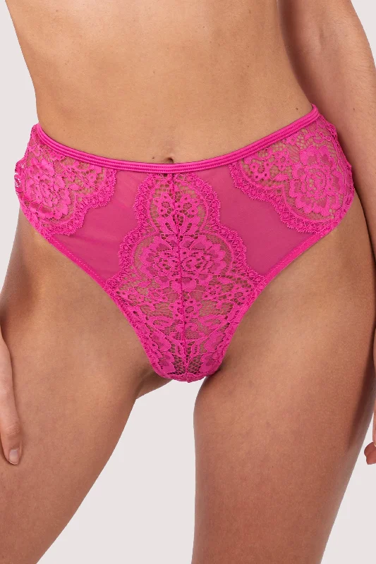 Bra with underbust support for better breast lift​ Ophelia Pink Cut Out Lace High Waist Brief