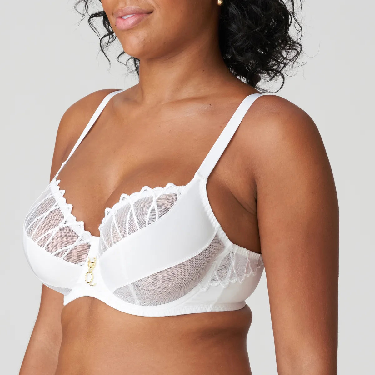 Bra with a single - strap design for a unique and modern style​ Prima Donna Arthill Tulip Seam Balcony Bra in White