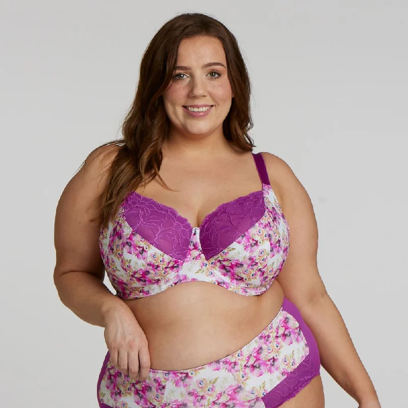 Bra with a plus - size underbust band for a secure fit Print Premium Support Bra - Aster Bra with a plus - size underbust band for a secure fit Print Premium Support Bra - Aster