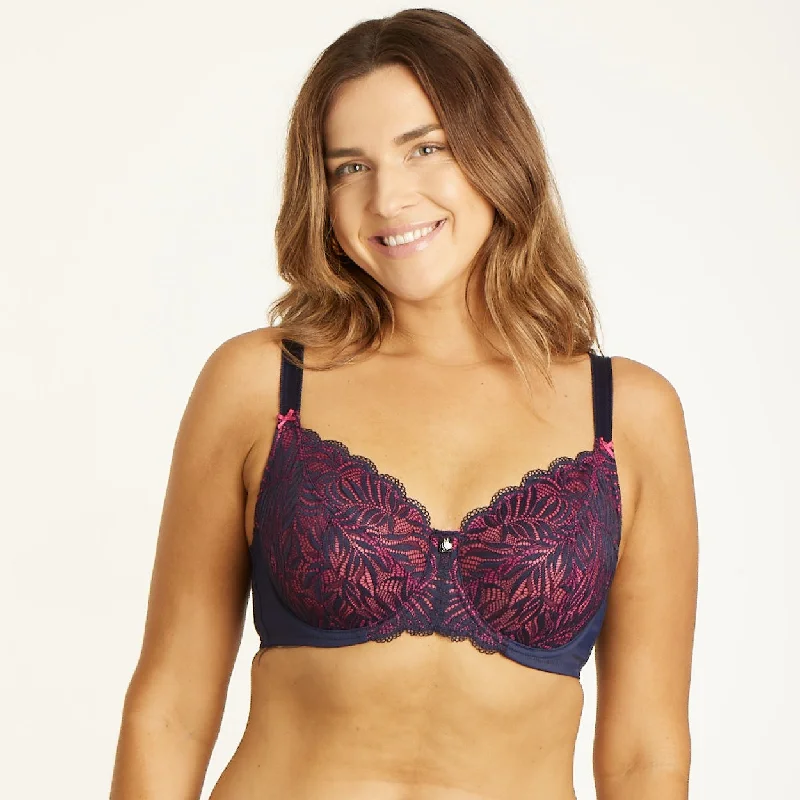Bra with a solid color for a classic and versatile option Radiate Lace Full Cup Bra - Navy Berry Bra with a solid color for a classic and versatile option Radiate Lace Full Cup Bra - Navy Berry