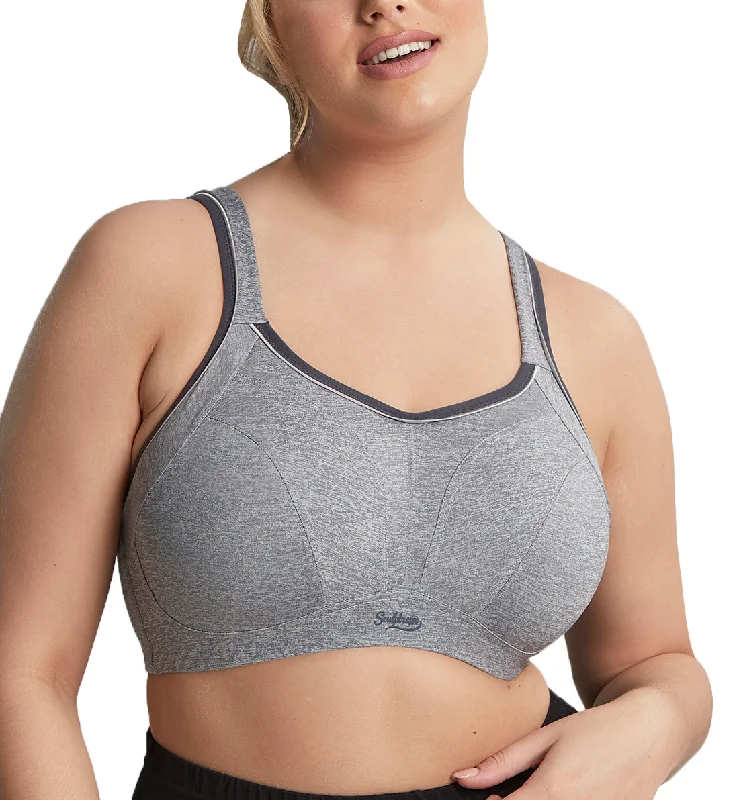 Bra with a soft - touch lining for a luxurious experience Sculptresse by Panache Non-padded Underwire Sports Bra (9441) - Charcoal Marl Bra with a soft - touch lining for a luxurious experience Sculptresse by Panache Non-padded Underwire Sports Bra (9441) - Charcoal Marl